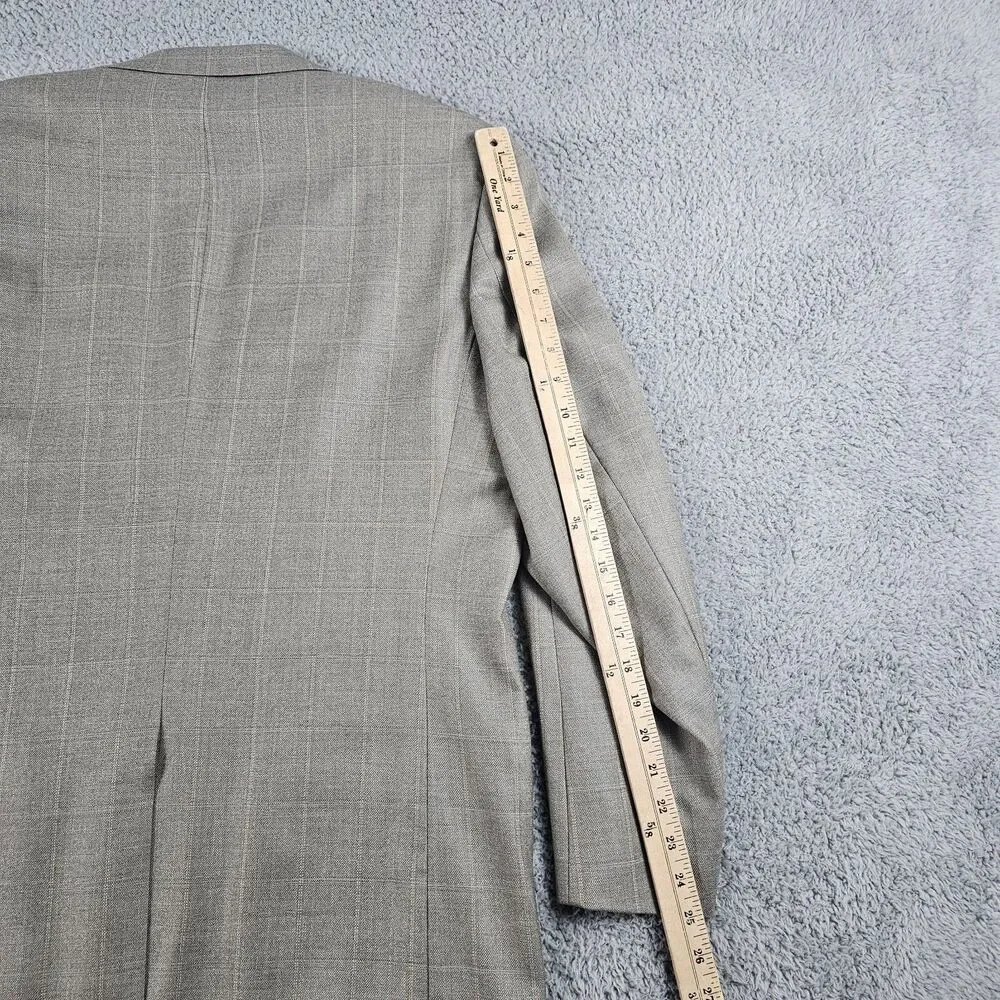 Pendleton Blazer Mens 42L Long Khaki Wool Pane Check Sport Coat Jacket 2 Button